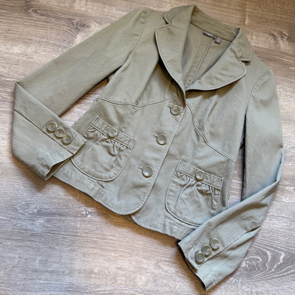 apt.9 Women's Olive Green Button-Up Jacket-Size 8